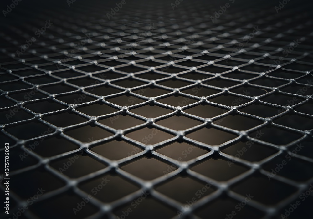Aufkleber close-up of dark textured mesh netting, geometric pattern, abstract background.