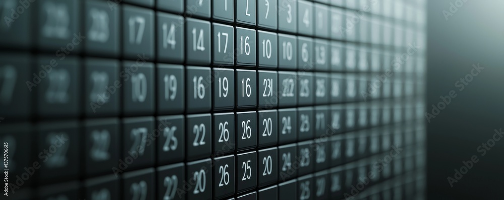 Aufkleber close-up of a digital board displaying numbers in a modern setting.