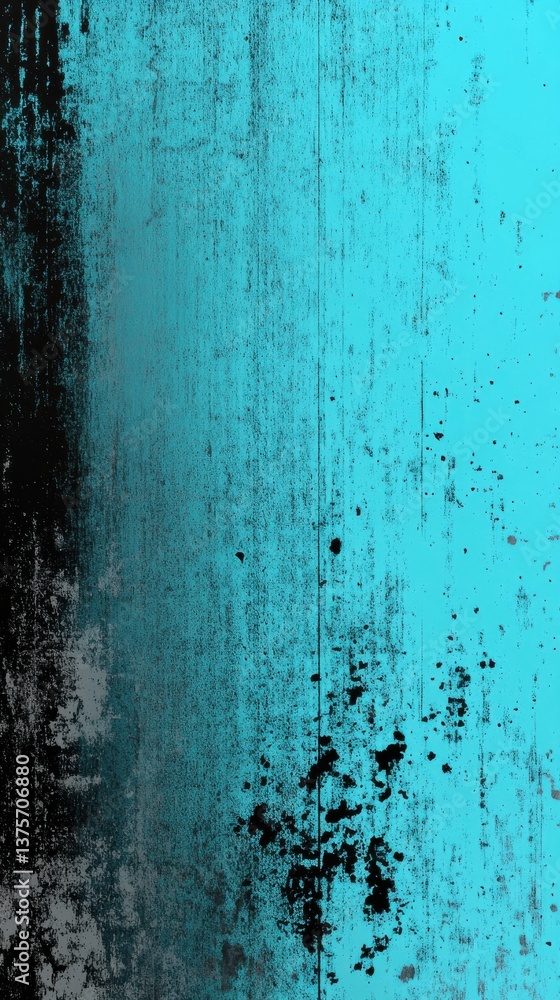 Poster grunge turquoise metal surface texture with black scratches and aged effect for background or design