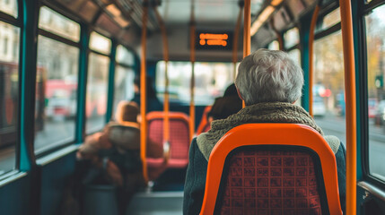 Naklejka premium Using public transportation during trips helps reduce carbon footprints.