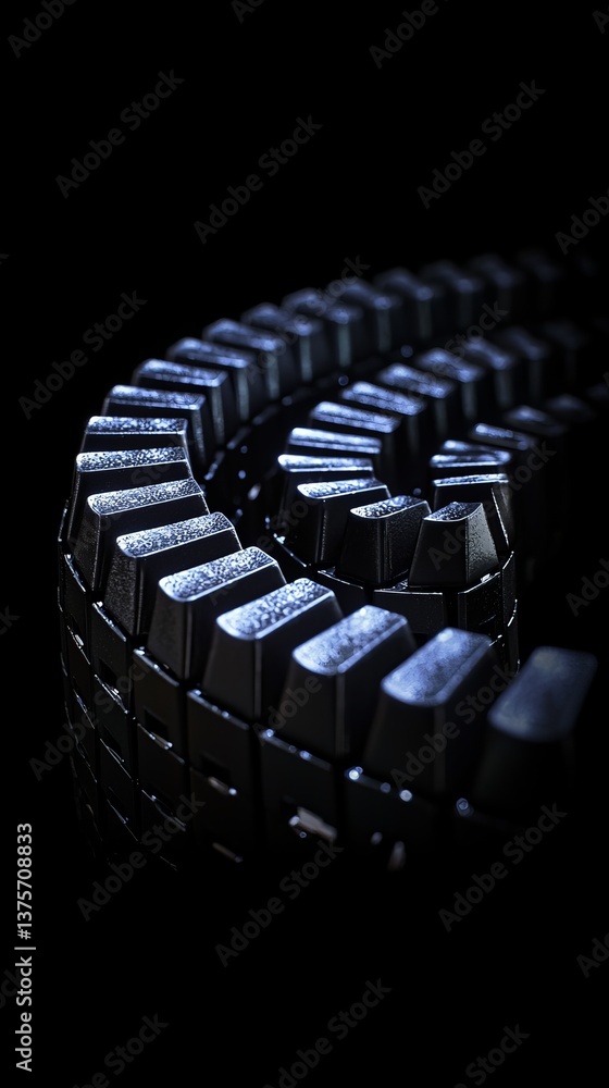 Aufkleber close-up view of black computer keyboard keys in an abstract arrangement.