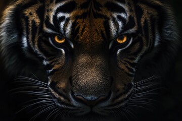Fototapeta premium Tiger, a tiger's gaze. Piercing gaze of a tiger.