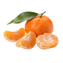 Fresh mandarin orange segments and whole fruit.