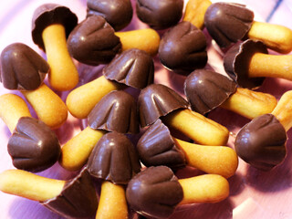 Mushroom shaped cookies, sweet dessert
