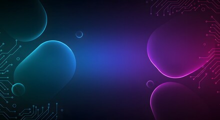 Abstract Technology Background with Glowing Shapes and Circuit Board Design