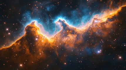 Obraz premium Stunning Cosmic Landscape of Nebulae with Vibrant Colors and Stars