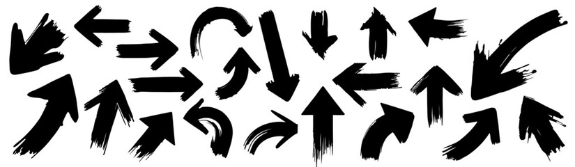 Grunge Arrow Vector Collection – Vector Ink Brush & Paint Styles - Set of Rough & Textured Vectors