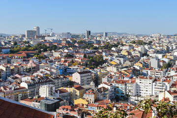 Obraz premium Lisbon city architecture between modern and old buildings, PORTUGAL