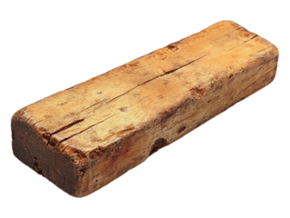 Rustic weathered wood block, isolated on white.  Perfect for concepts of strength, nature, construction, or time.  Adds a textured, authentic feel to designs.