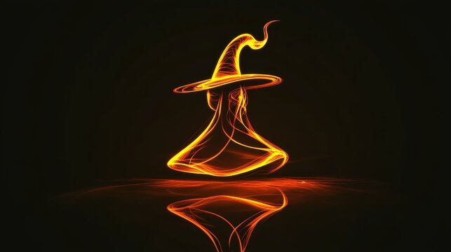 Abstract witch hat design in fiery orange glow