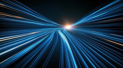 An incredible display of dynamic blue light trails converging in a burst, symbolizing movement, energy, and the constant flow of ideas in a modern artistic style.