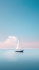 Fototapeta premium Serene sailboat on tranquil waters