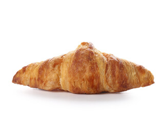 Tasty croissant on white background