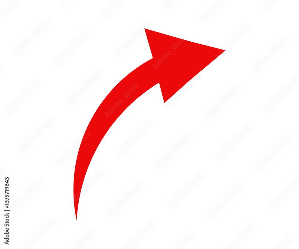 Poster curved red arrow right direction icon. direction symbol. arrow symbol for app vector design and illu