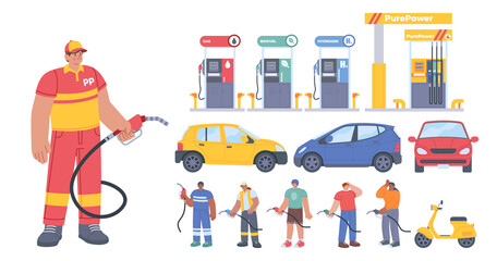 Flat Gas Station Element Collection