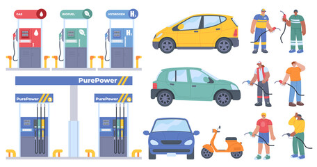 Flat Gas Station Element Set