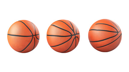 Fototapeta premium Basketball Set of Three Different Poses on Transparent Background for Sports Branding, Team Marketing, or Event Promotion