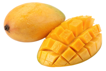 Ripe Mango Fruit Isolated Transparent Background, PNG – Fresh Juicy Yellow Slice Clipart for Design