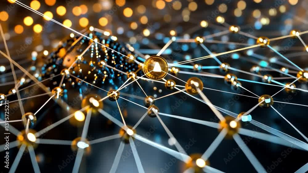 Poster digital network nexus: an intricate network of interconnected nodes, glowing with digital energy, il