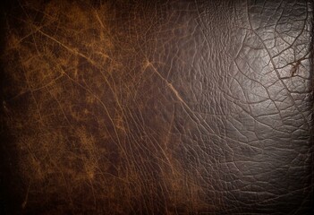 Fototapeta premium A brown leather texture with a black background.