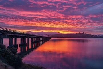 Obraz premium Benicia Sunrise: Bay Area Bridge View from California Coastline