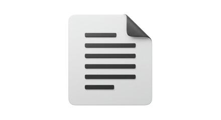 Isolated Document Icon with Curled Corner