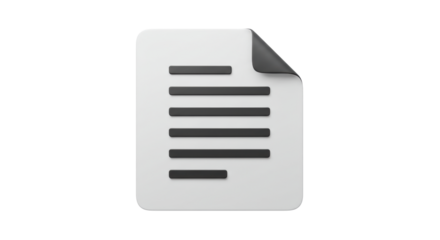 Isolated Document Icon with Curled Corner