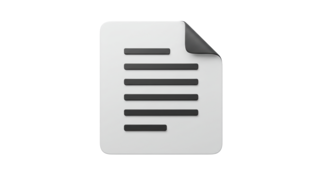 Isolated Document Icon with Curled Corner