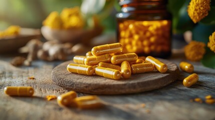 Berberine Supplement Bottle for Diabetes Management with Yellow Capsules