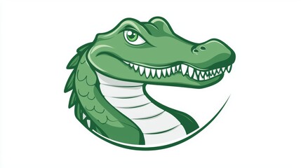 Naklejka premium Cartoon crocodile head illustration featuring bold colors and expressive features perfect for fun designs and themes