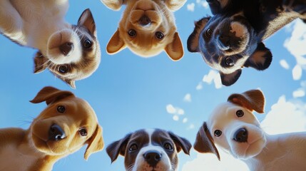 Obraz premium playful cute puppies looking down