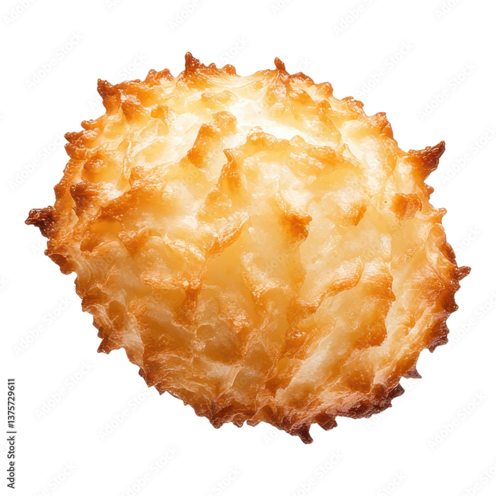 Poster dessert photography with macro concept. microscopic view of a textured, spherical cell structure.