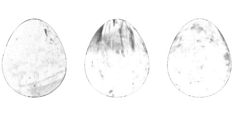Easter egg texture collection.Distressed Oval Post Stamp . Geometrical decorated Easter egg. Sprayed, noised, speckled, textured, transparent oval collection. Vector Illustration . Egg texture set.