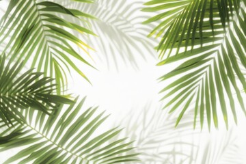 Lush green palm leaves against a bright backdrop