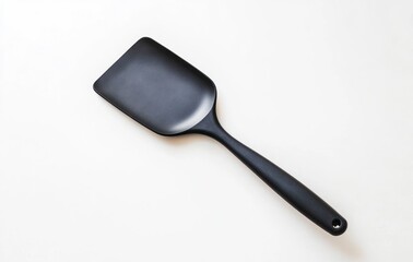 Black Spatula on White Background for Cooking or Serving Food