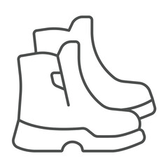 Winter boots pair thin line icon, charitable donation concept. Vector graphics. Boots with zipper, footwear sign on white background, outline style icon for mobile or web design.