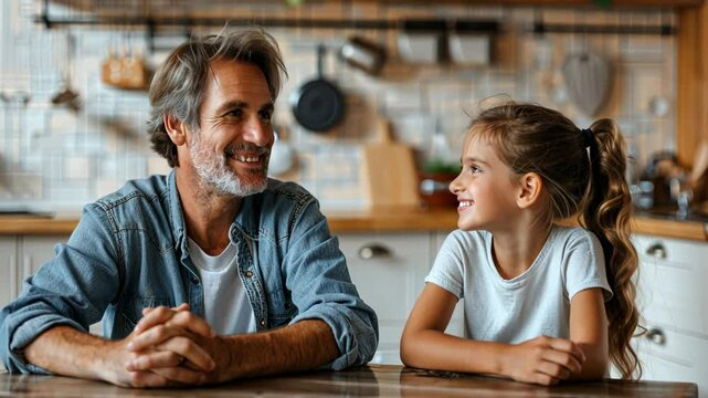 ather talking to daughter in kitchen