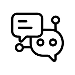 An illustration of a chatbot with speech bubbles, symbolizing modern communication and digital assistance