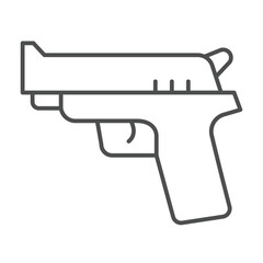 Beretta pistol thin line icon, law enforcement concept. Vector graphics. Pistol gun, police weapon sign on white background, outline style icon for mobile or web design.