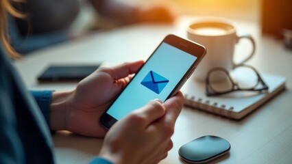 Woman Checking Email On Smartphone