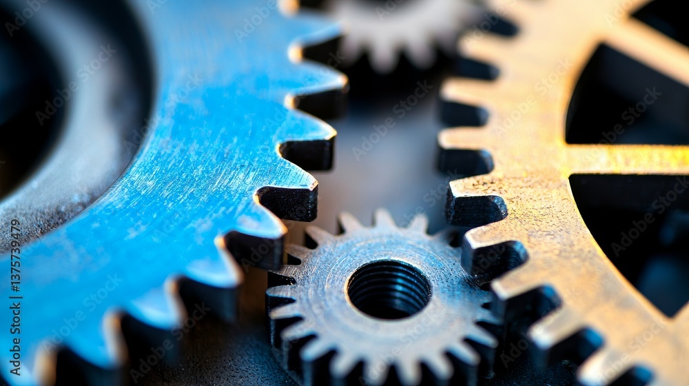 Poster the image is a close-up of mechanical components and interlocking gears associated with engineering 