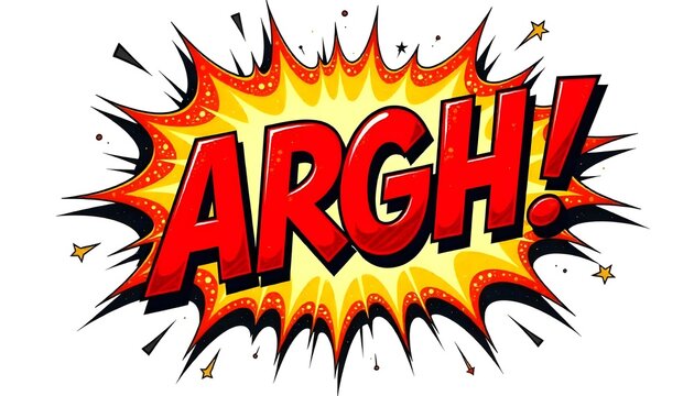 ARGH speech explosion pop art bubble exclamation cloud isolated on a white background