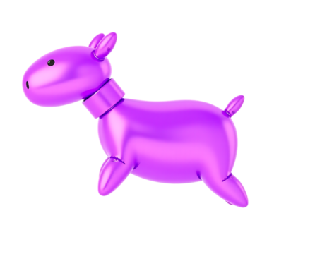 Cute Purple Dog Balloon Isolated on Transparent Background - Powered by Adobe