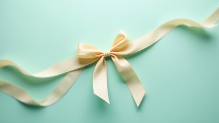Naklejka premium Elegant Bow And Cream Ribbon on Teal