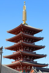 Asakusa tower looks beautiful in the clear blue sky
