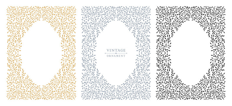 Collection of floral luxury frames, vintage vector borders, corners with ornate swirls. Old pattern for greeting card, wed invitation, menu, royal certificate, graphic design element, packaging, cover