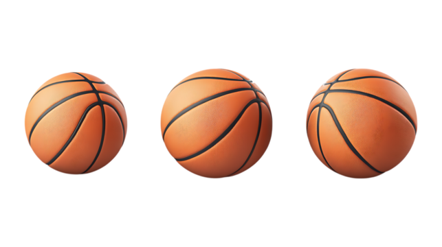 Basketball Set of Three Different Poses on Transparent Background for Sports Branding, Team Marketing, or Event Promotion