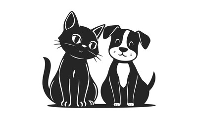 Cat and dog. Vector illustration of pets, pets emblem