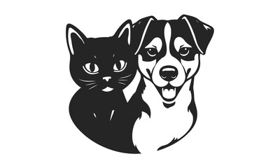 Cat and dog. Vector illustration of pets, pets emblem