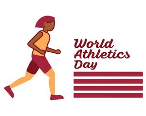 Bold runner silhouette in a circle for World Athletics Day celebration graphic.